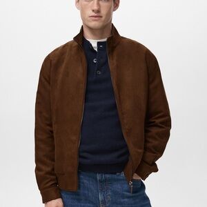 MANGO SUEDE FAUX-LEATHER JACKET SIZE S NWT